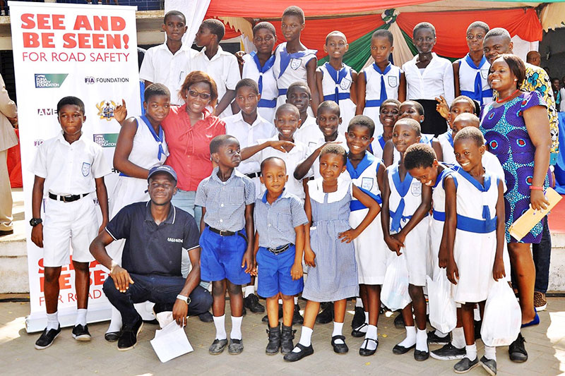 Amend organised an event at this Ghana school to unveil new sidewalks, crossings and speed management.