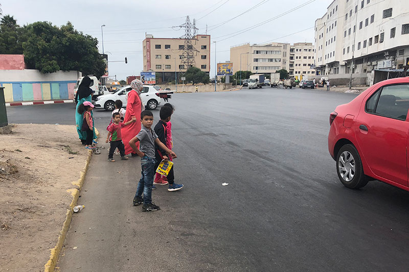 Children leaving school in Sidi Moumen (above and below).