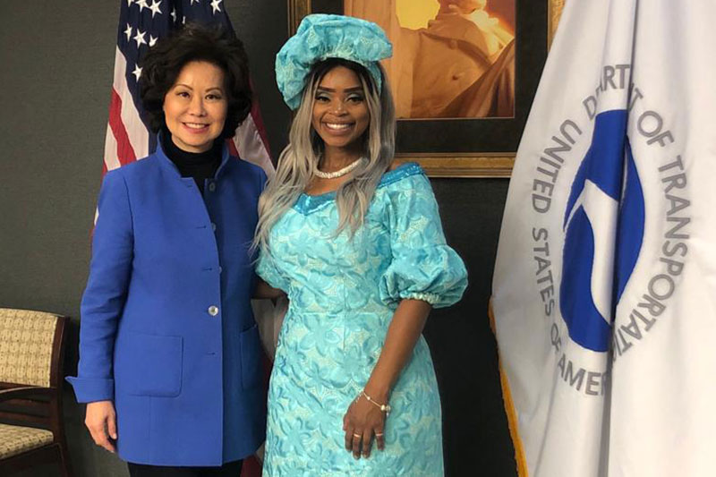 Zoleka Mandela with Secretary for Transportation Elaine Chao.